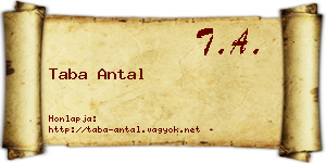 Taba Antal névjegykártya